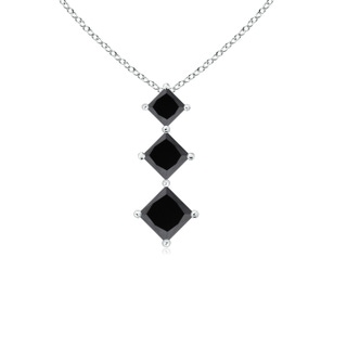 3.5mm AA Princess-Cut Black Diamond Three Stone Pendant in P950 Platinum