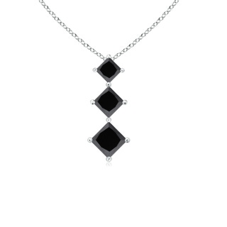 3.5mm AA Princess-Cut Black Diamond Three Stone Pendant in White Gold