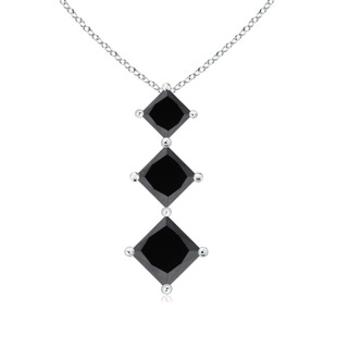 4.2mm AA Princess-Cut Black Diamond Three Stone Pendant in P950 Platinum