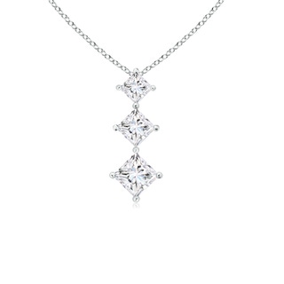 3.5mm GVS2 Princess-Cut Diamond Three Stone Pendant in P950 Platinum