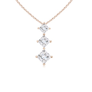 3.5mm GVS2 Princess-Cut Diamond Three Stone Pendant in Rose Gold