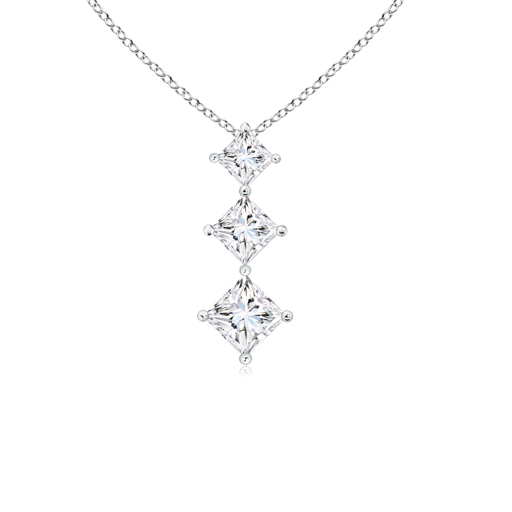 3.5mm GVS2 Princess-Cut Diamond Three Stone Pendant in White Gold