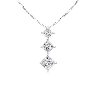 3.5mm IJI1I2 Princess-Cut Diamond Three Stone Pendant in 9K White Gold