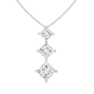 4.2mm GVS2 Princess-Cut Diamond Three Stone Pendant in 9K White Gold