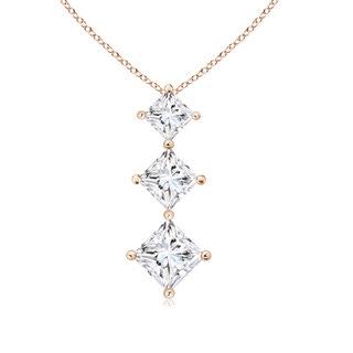 4.2mm GVS2 Princess-Cut Diamond Three Stone Pendant in Rose Gold