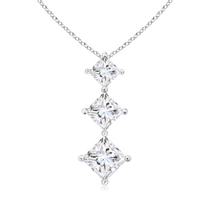 4.2mm GVS2 Princess-Cut Diamond Three Stone Pendant in White Gold