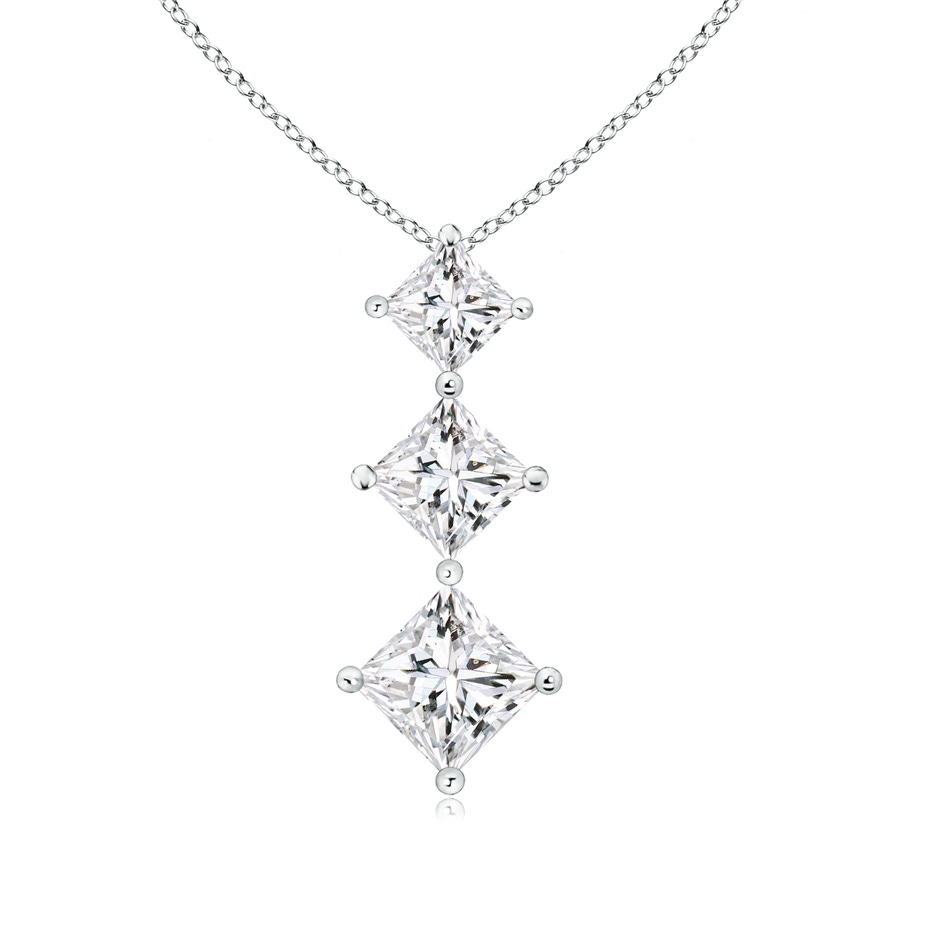 4.2mm HSI2 Princess-Cut Diamond Three Stone Pendant in White Gold 