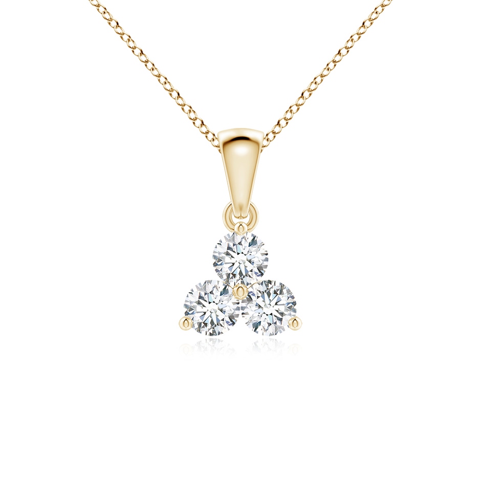 3.6mm GVS2 Round Diamond Three Stone Pendant in Yellow Gold 
