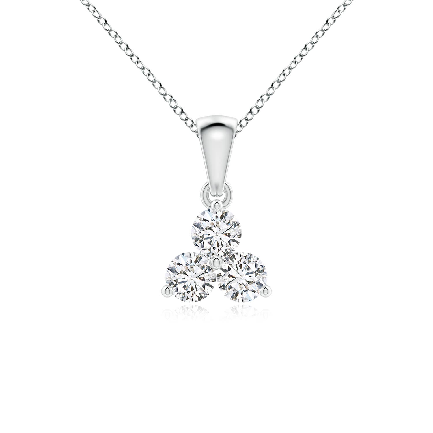 3.6mm HSI2 Round Diamond Three Stone Pendant in 18K White Gold