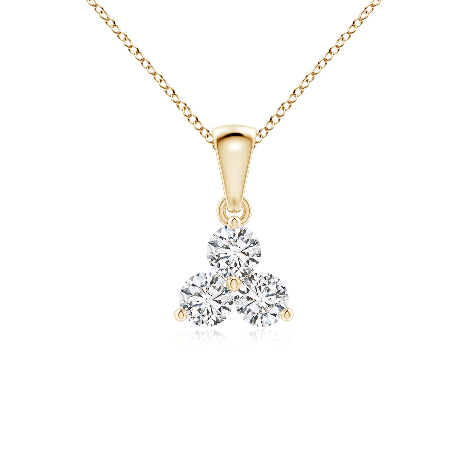 3.6mm HSI2 Round Diamond Three Stone Pendant in 18K Yellow Gold