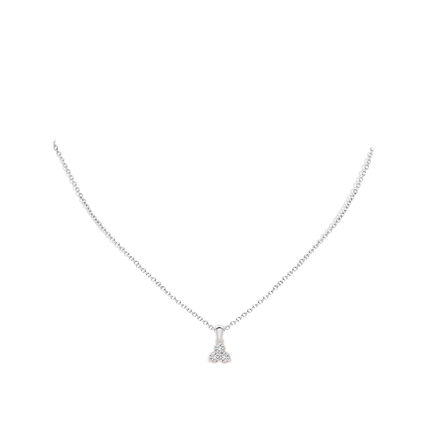 3.6mm HSI2 Round Diamond Three Stone Pendant in White Gold - body_neck