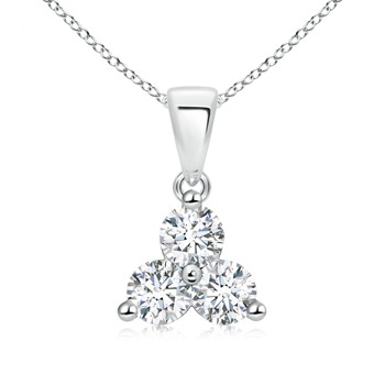 4.4mm GVS2 Round Diamond Three Stone Pendant in White Gold 