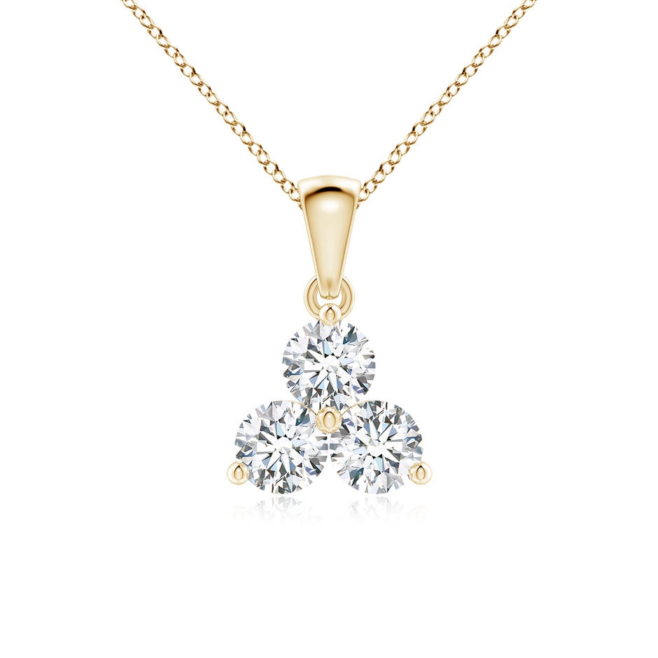 4.4mm GVS2 Round Diamond Three Stone Pendant in Yellow Gold 