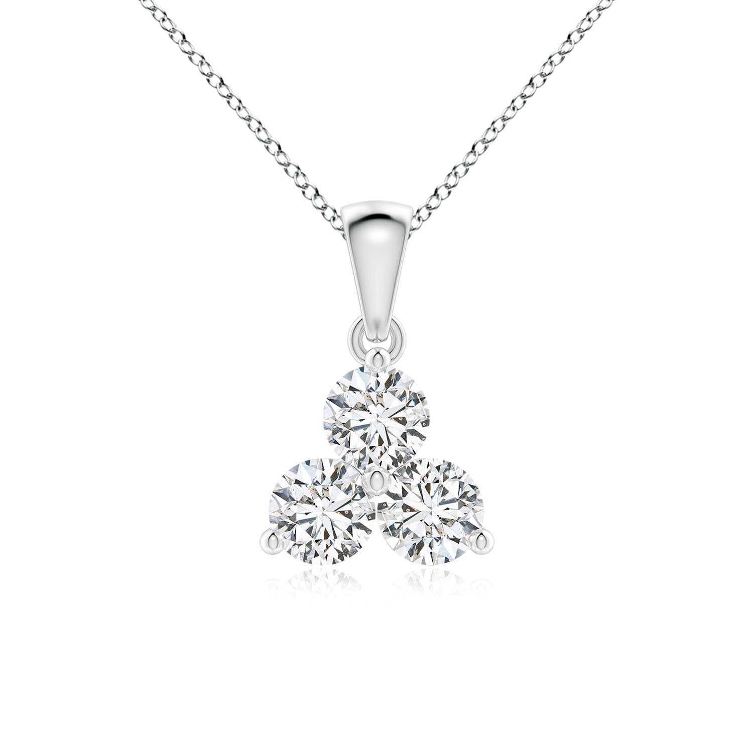 4.4mm HSI2 Round Diamond Three Stone Pendant in 18K White Gold