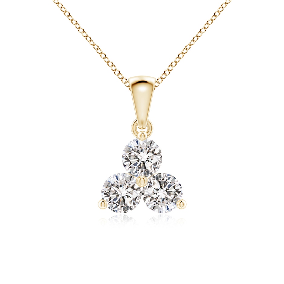 4.4mm IJI1I2 Round Diamond Three Stone Pendant in Yellow Gold 