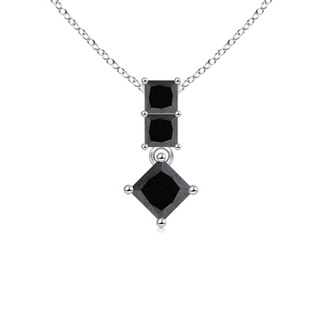 3.5mm A Three Stone Princess-Cut Enhanced Black Diamond Pendant in White Gold