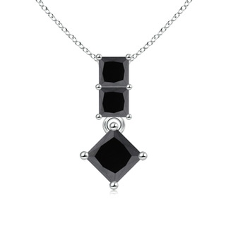 4.6mm AA Three Stone Princess-Cut Enhanced Black Diamond Pendant in White Gold