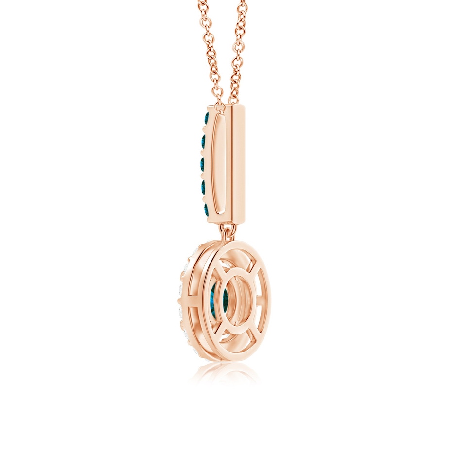 4.3mm AA Round Blue Diamond Floating Halo Pendant in Rose Gold side-2