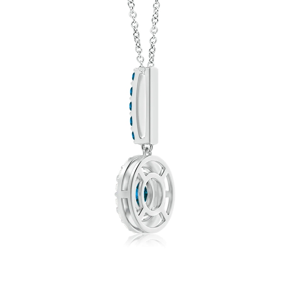 4.3mm AAA Round Blue Diamond Floating Halo Pendant in White Gold side-2