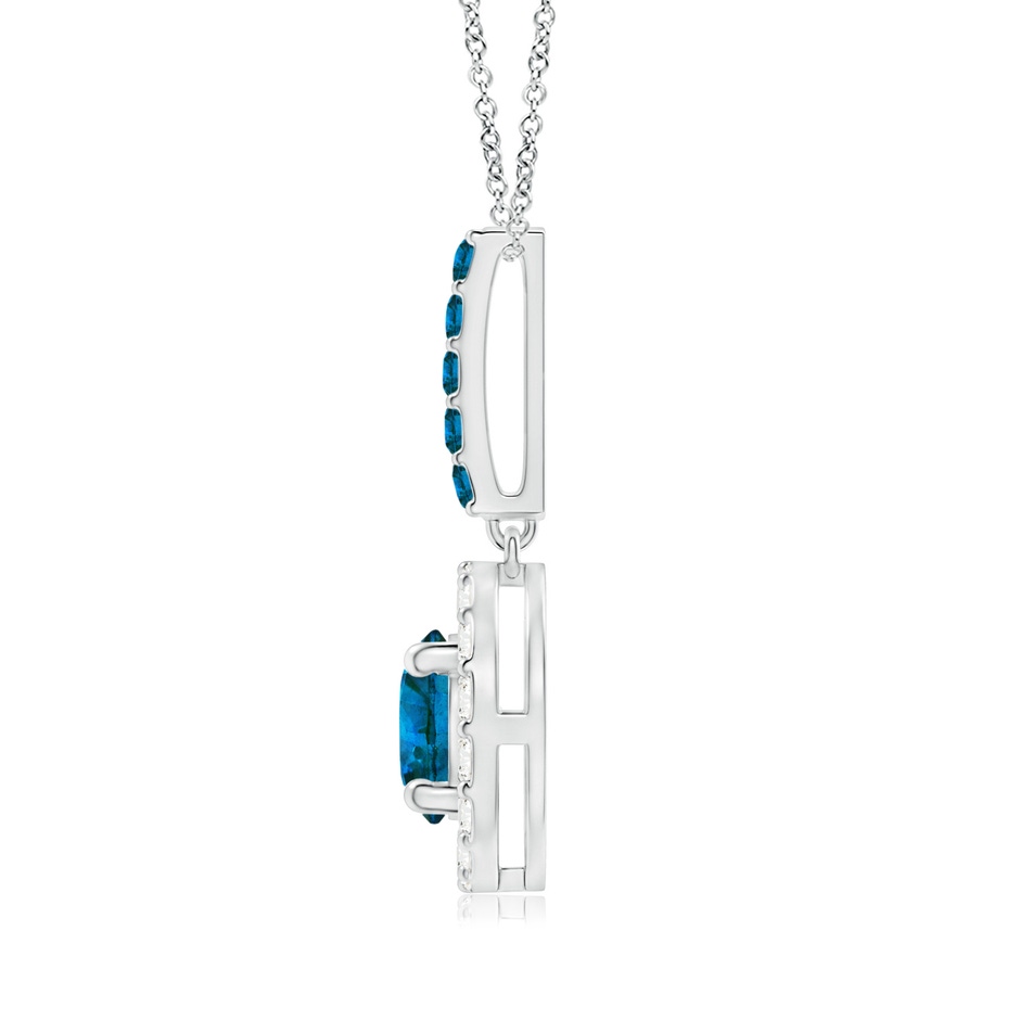 5.2mm AAA Round Blue Diamond Floating Halo Pendant in P950 Platinum side-1