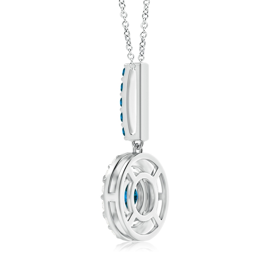 5.2mm AAA Round Blue Diamond Floating Halo Pendant in P950 Platinum side-2