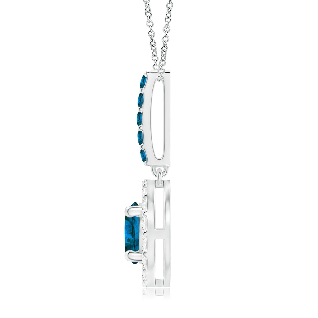 5.4mm AAA Round Blue Diamond Floating Halo Pendant in White Gold - side_1