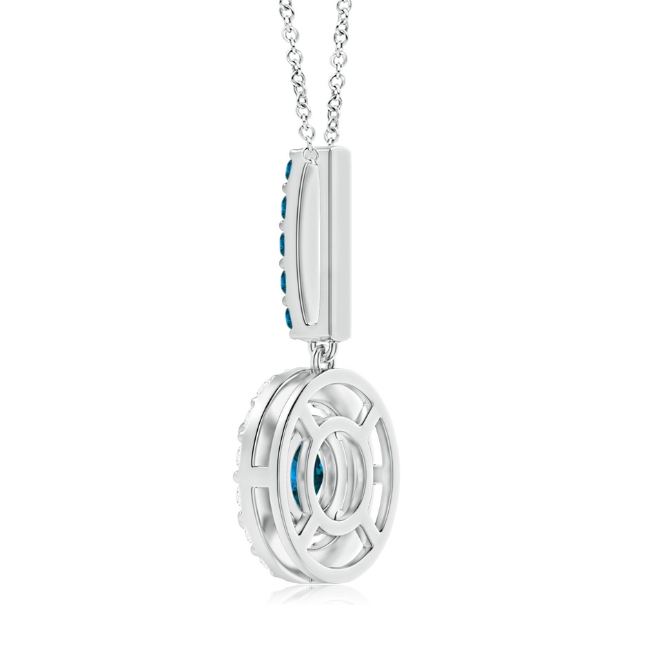 5.4mm AAA Round Blue Diamond Floating Halo Pendant in White Gold side-2