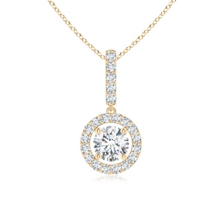 4.3mm GVS2 Round Diamond Floating Halo Pendant in Yellow Gold