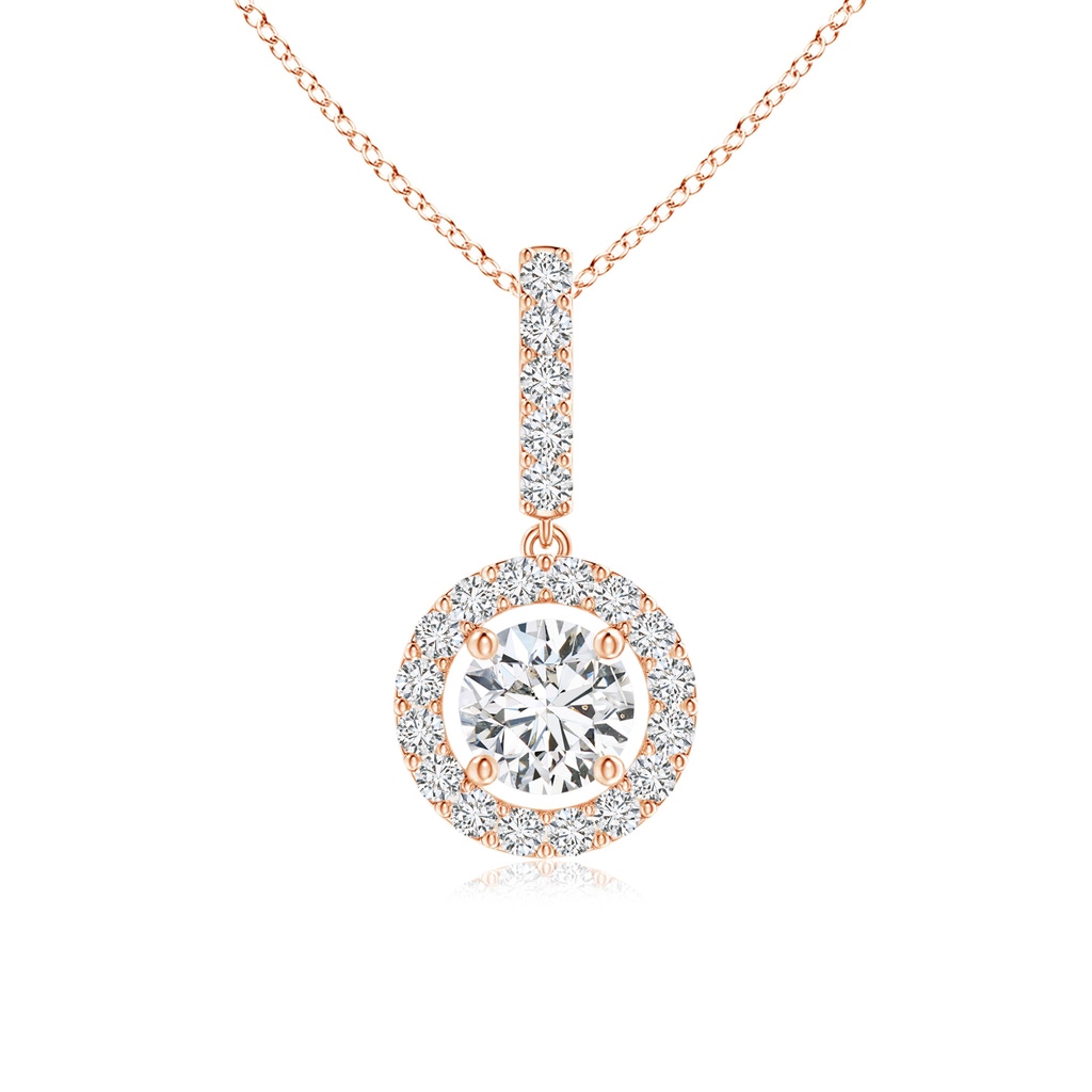 4.3mm HSI2 Round Diamond Floating Halo Pendant in Rose Gold 
