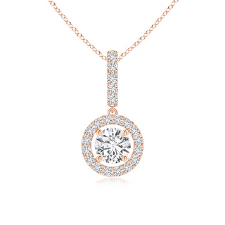 4.3mm HSI2 Round Diamond Floating Halo Pendant in Rose Gold