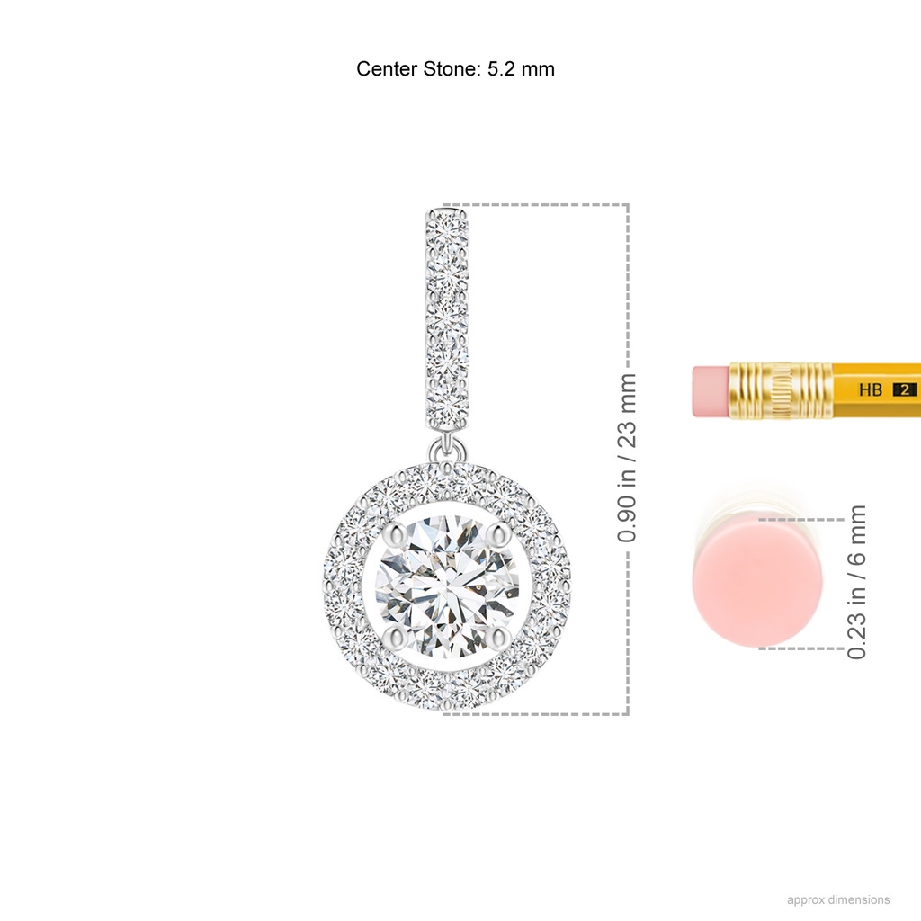 5.2mm HSI2 Round Diamond Floating Halo Pendant in White Gold Ruler