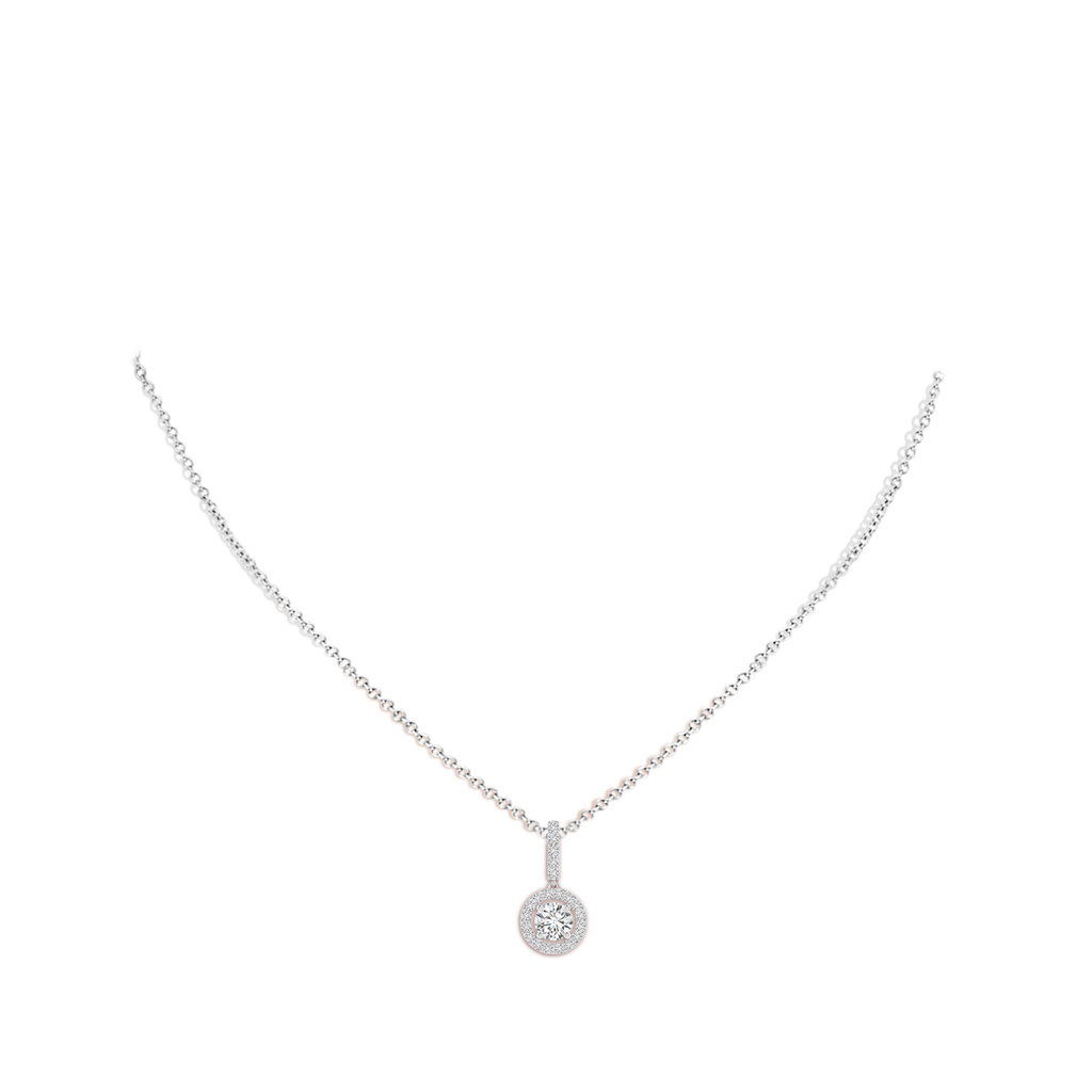 5.2mm HSI2 Round Diamond Floating Halo Pendant in White Gold Body-Neck