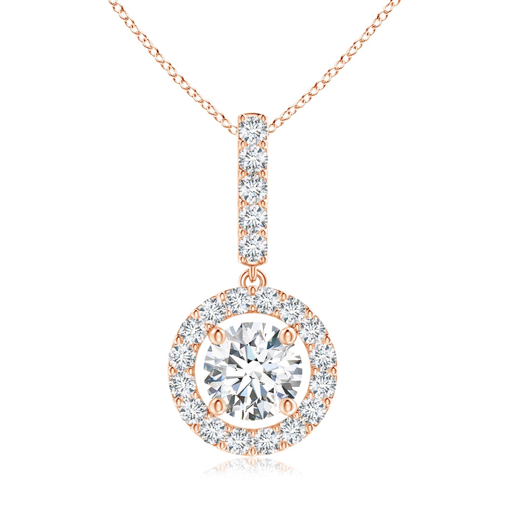 5.4mm GVS2 Round Diamond Floating Halo Pendant in Rose Gold