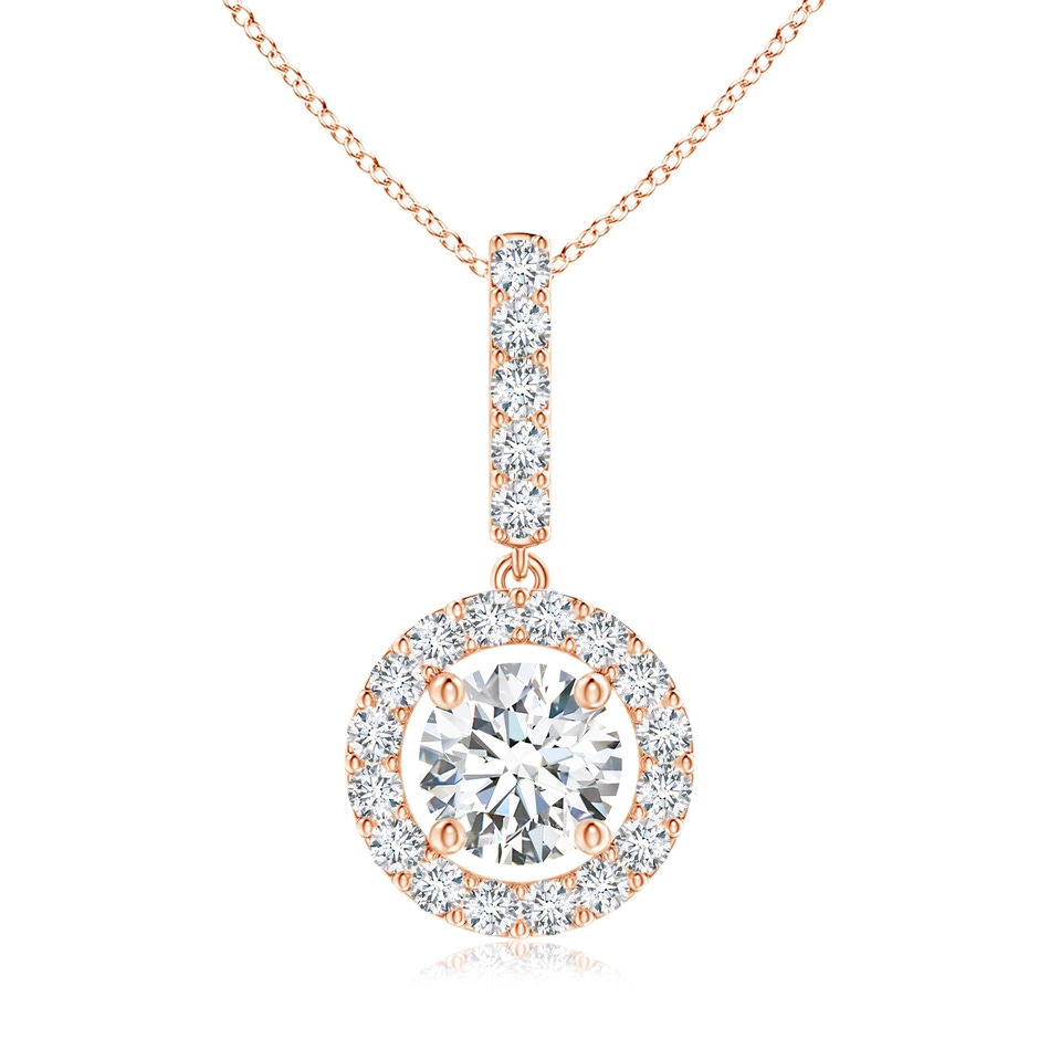 5.4mm GVS2 Round Diamond Floating Halo Pendant in Rose Gold 