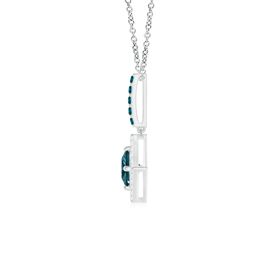 3.6mm AA Floating Halo Princess-Cut Blue Diamond Pendant in White Gold product image