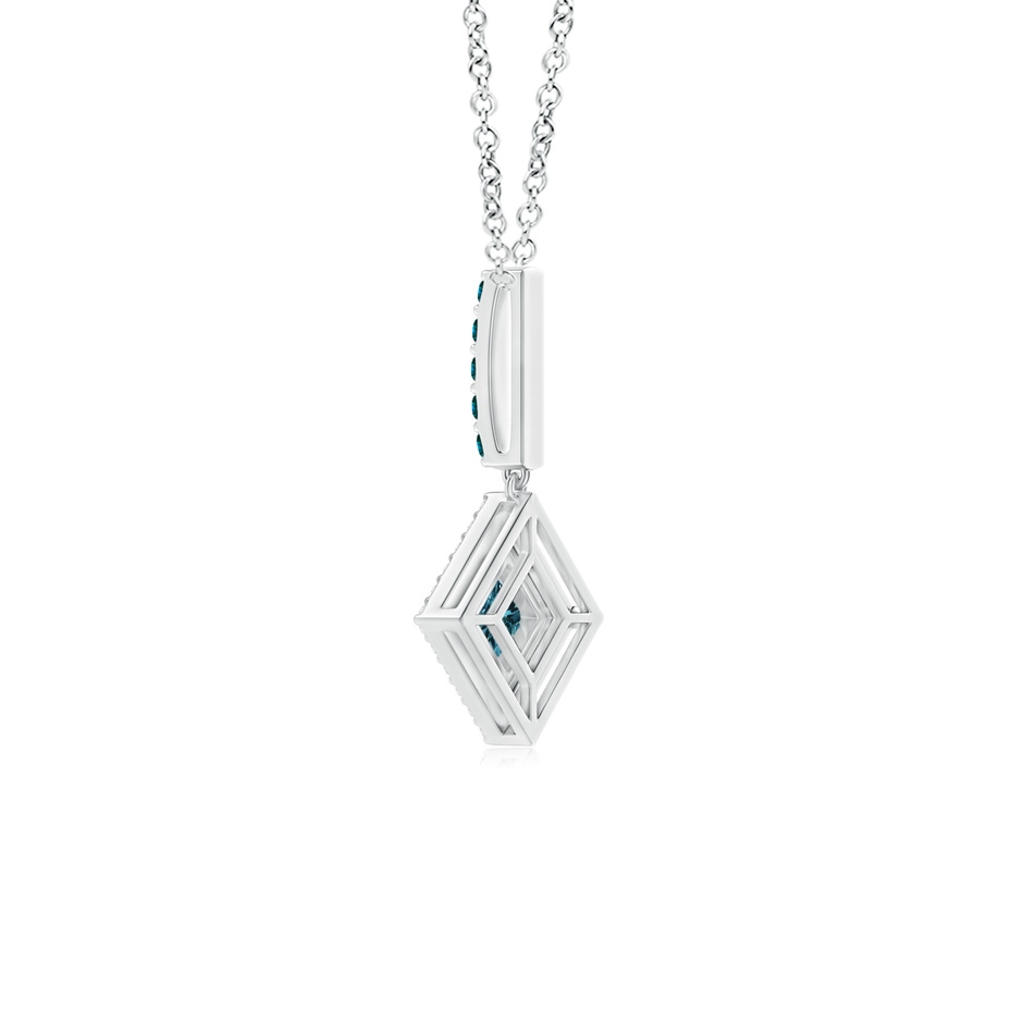 3.6mm AA Floating Halo Princess-Cut Blue Diamond Pendant in White Gold product image