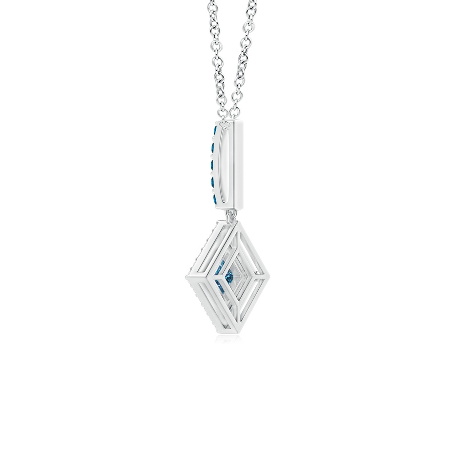 3.6mm AAA Floating Halo Princess-Cut Blue Diamond Pendant in White Gold product image