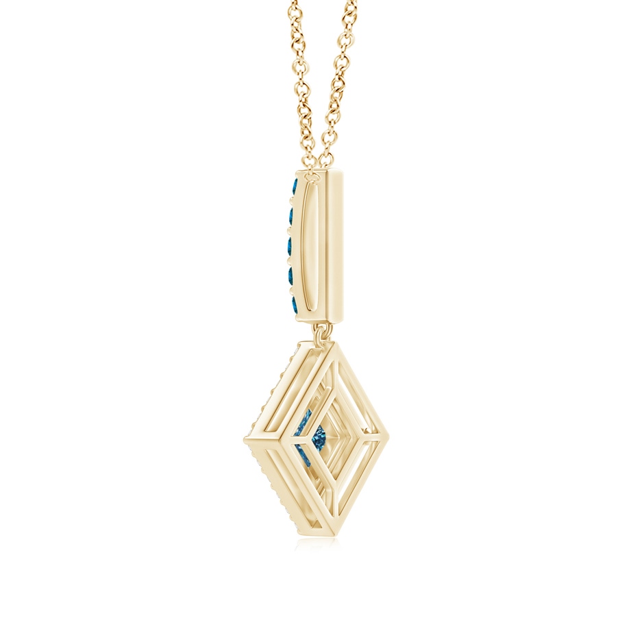 4.4mm AAA Floating Halo Princess-Cut Blue Diamond Pendant in Yellow Gold product image