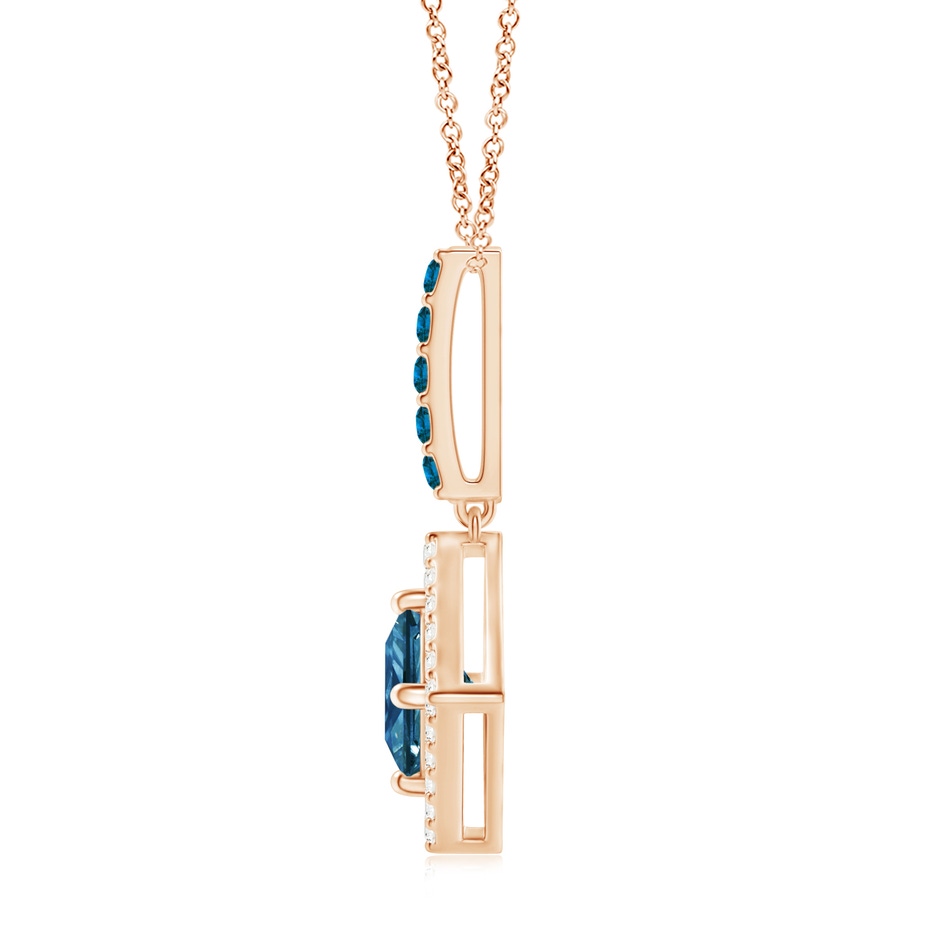 5mm AAA Floating Halo Princess-Cut Blue Diamond Pendant in Rose Gold product image