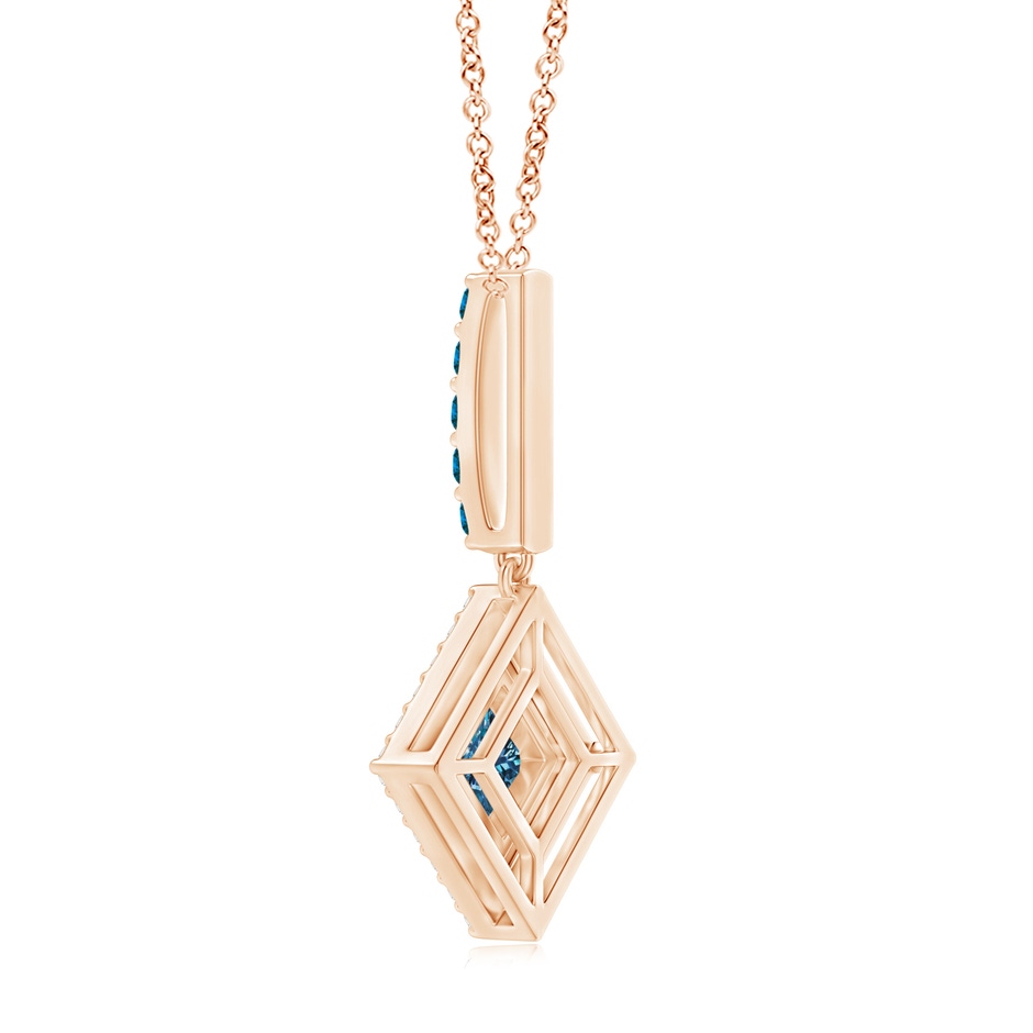 5mm AAA Floating Halo Princess-Cut Blue Diamond Pendant in Rose Gold product image