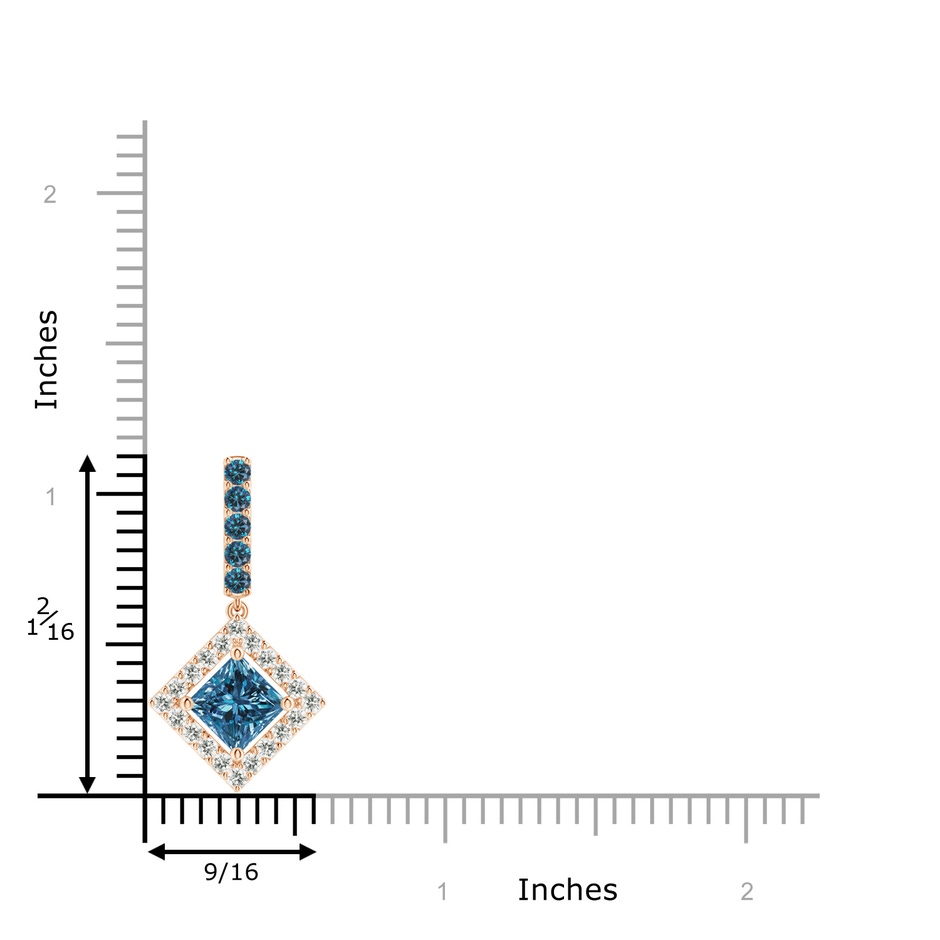 5mm AAA Floating Halo Princess-Cut Blue Diamond Pendant in Rose Gold product image