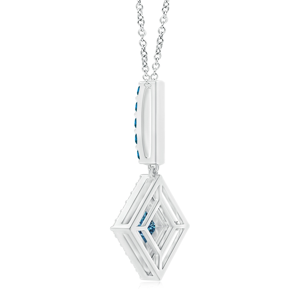5mm AAA Floating Halo Princess-Cut Blue Diamond Pendant in White Gold Product Image