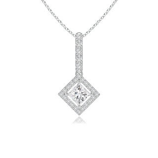 3.6mm HSI2 Floating Halo Princess-Cut Diamond Pendant in White Gold