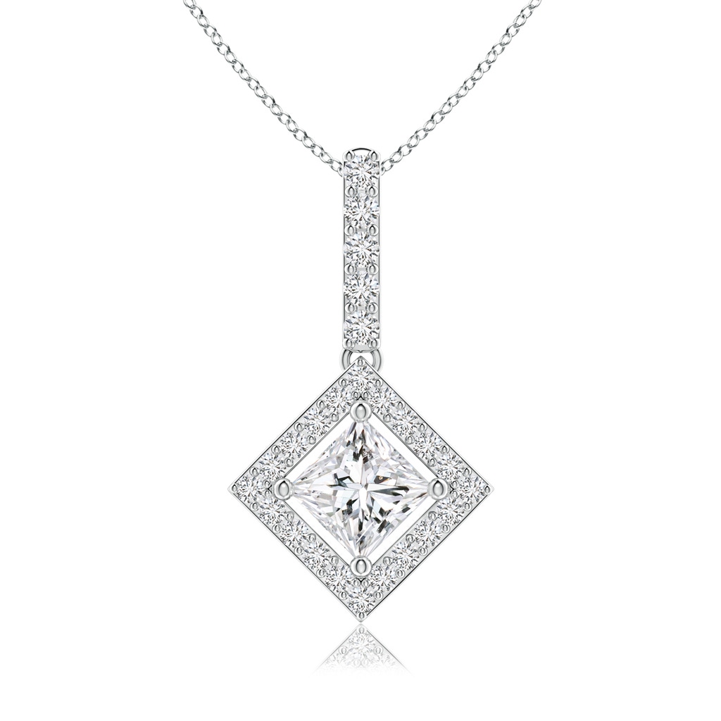 5mm HSI2 Floating Halo Princess-Cut Diamond Pendant in White Gold