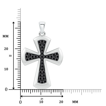 1.4mm A Pavé-Set Enhanced Black Diamond Cross Pendant in White Gold Product Image