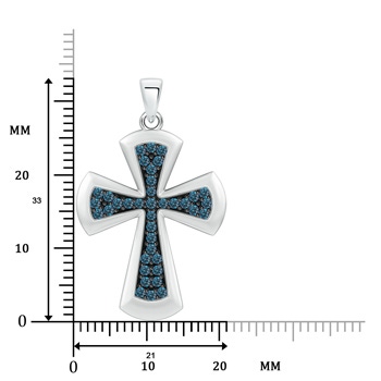 1.4mm AAA Pave-Set Blue Diamond Cross Pendant in White Gold Product Image