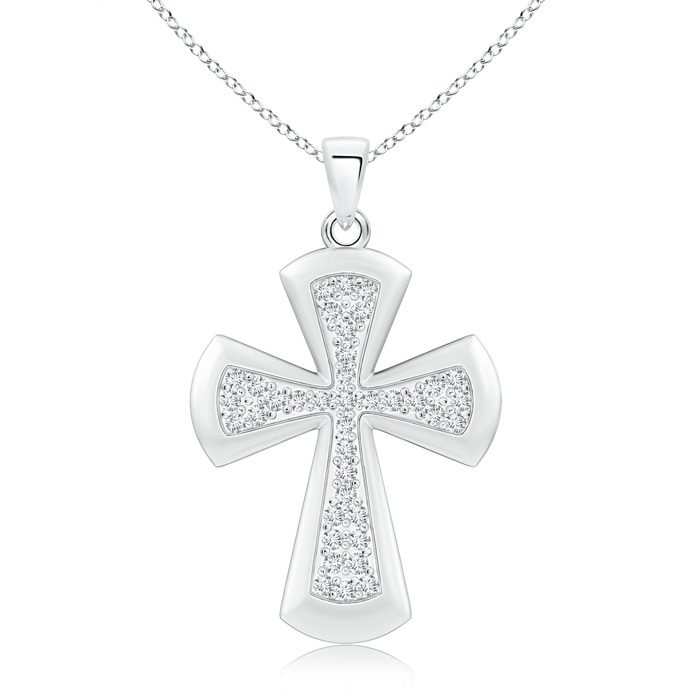 1.4mm GVS2 Pavé-Set Diamond Cross Pendant in White Gold