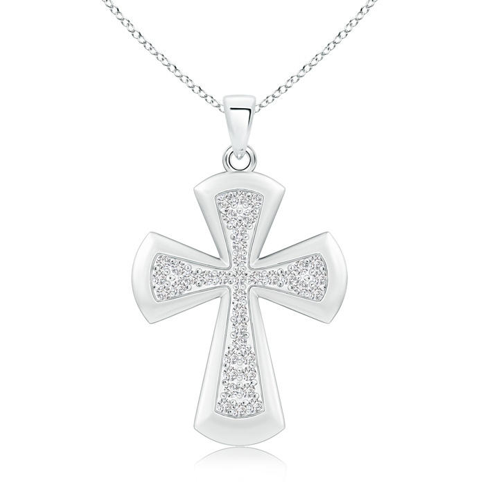 1.4mm HSI2 Pavé-Set Diamond Cross Pendant in White Gold 