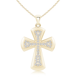 1.4mm HSI2 Pavé-Set Diamond Cross Pendant in Yellow Gold