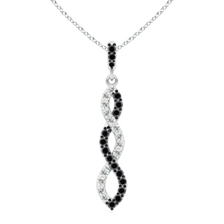 1.9mm A Black and White Diamond Infinity Twist Pendant in White Gold